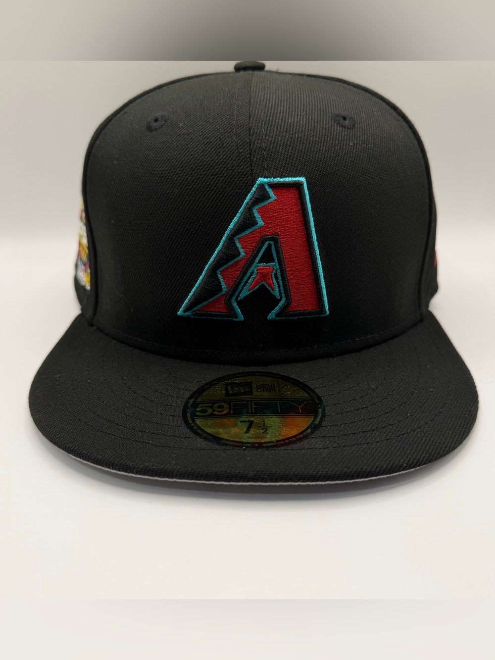 Arizona Diamondbacks New Era 59FIFTY Black Hat Cap 2001 WS Side Patch Size 7 1/2